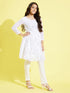 Girl's White Mirror Kurta Pyjama Set